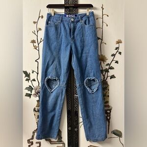 Eyeye Heart Knee Jeans – Size Small (Fits 28)